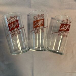 3 Vintage Schlitz Beer Glasses, Tavern Advertising Man‎ Cave Home Bar Decor